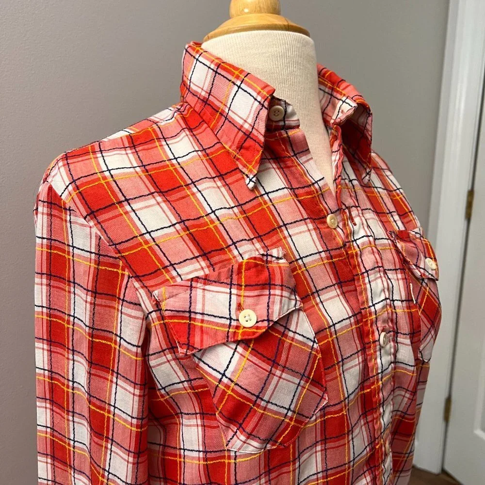 Levi's Vintage 70s Red Plaid Button Down Shirt